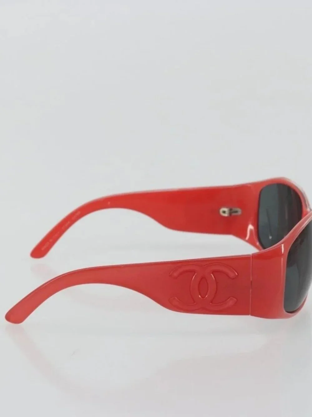 CHANEL Sunglasses plastic Red CC Auth ka3894A